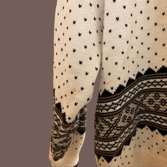 HEAD Fair Isle Sweater | Cream Black Knit | Size 8 | Vintage - Picture 4 of 5